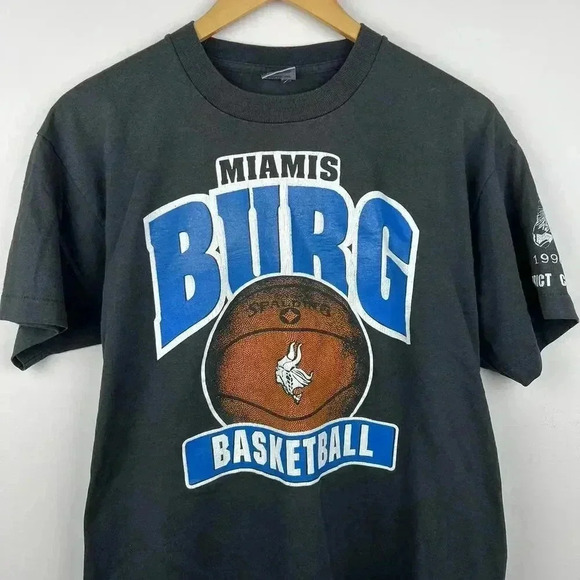 90s Vintage Miami Burg Basketball 1996 T-Shirt - Classic Sportswear - Picture 2 of 6